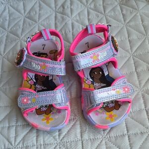 Disney Pink and Silver Glitter Girls' Character Sandals